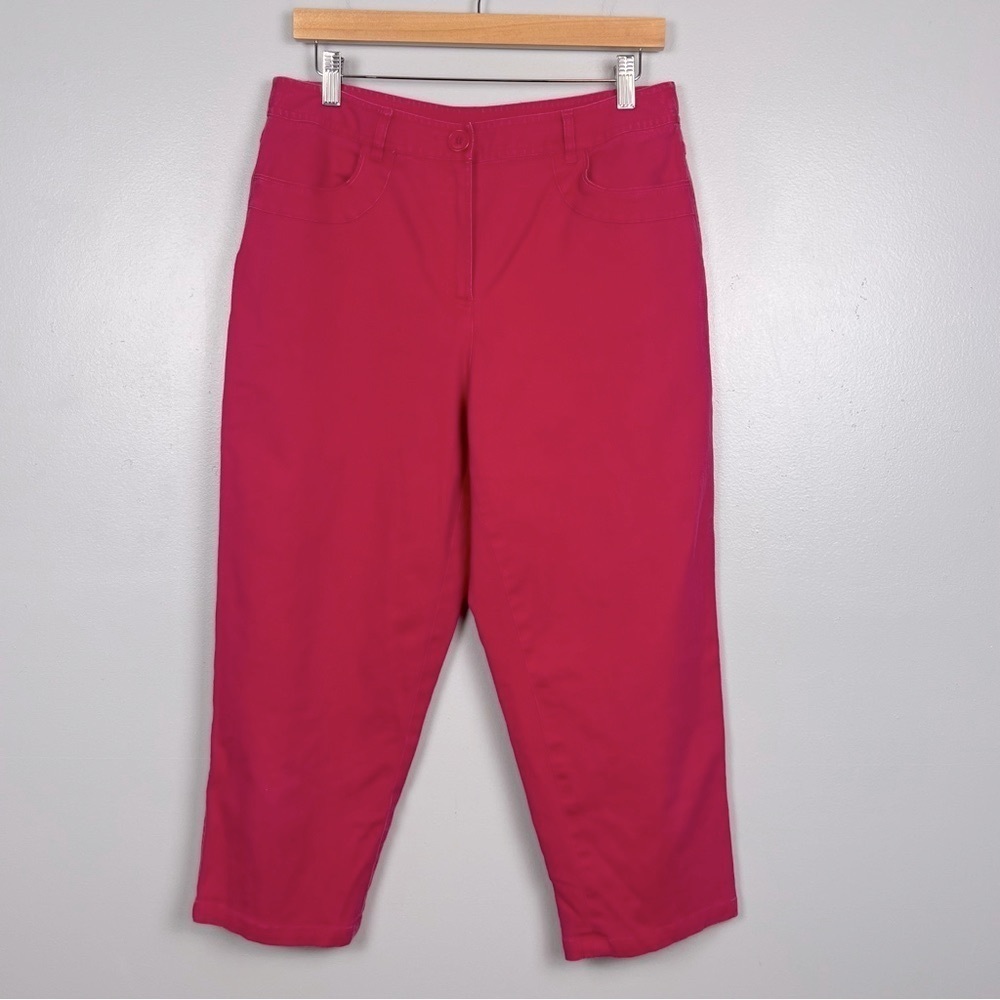 Vintage Talbots pink linen cotton spandex cropped capri pants, size 10.